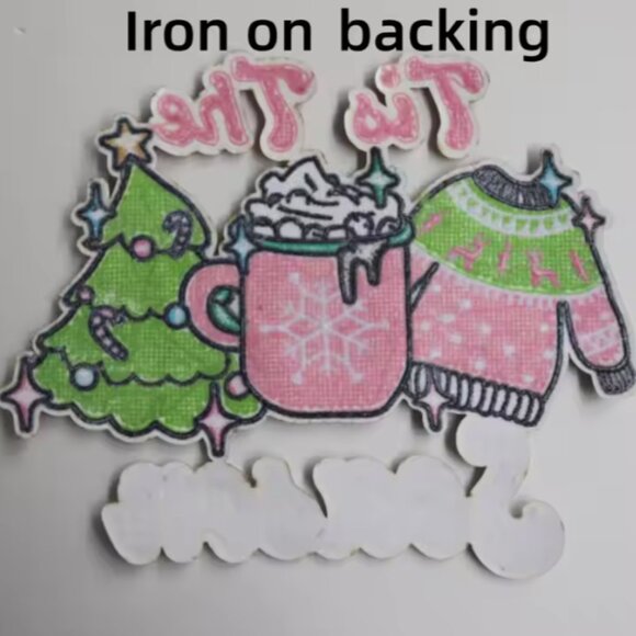 Tis The Season Christmas Chenille Patches Custom Embroidery Iron-On - Picture 3 of 4